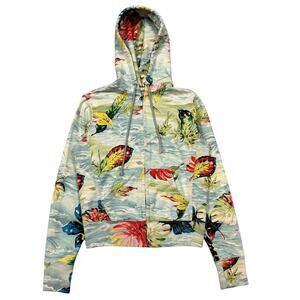 Vintage Y2K Lucky Brand Hawaiian Floral Full Zip Hoodie Women's XS